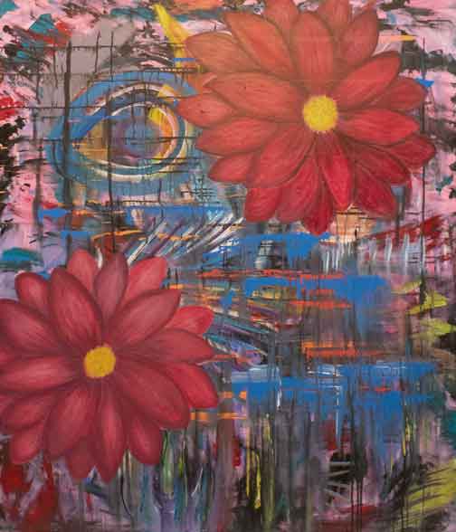 Blooming painting by artist Kristy Lewellen