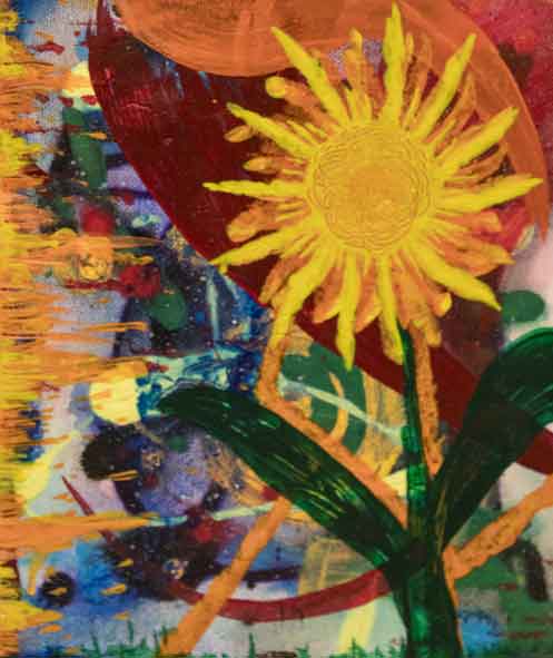 Sunflower abstract original artwork by Kristy Lewellen