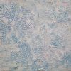 Textured abstract painting in white and pale blue with lace patterns