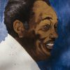 Portrait painting of Duke Ellington in profile against deep blue by Dave Coleman