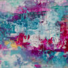 Mermaid Dream original 9x12 textured acrylic abstract painting in teal, magenta and white by Kristy Lewellen