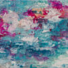 Mermaid Haze original 9x12 textured acrylic abstract painting in soft teal, blush pink and coral by Kristy Lewellen