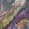 The Flow original 9x12 poured acrylic abstract painting with metallic gold, copper, plum and olive ribbons by Kristy Lewellen
