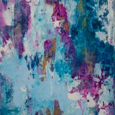 Mermaid Ink — teal and magenta abstract painting