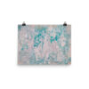 Teal Escape art print — blush white scraped over deep turquoise, textured abstract acrylic painting print by Pacific Northwest artist Kristy Lewellen